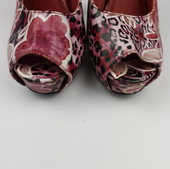 RedKiss Red Floral Platform Heels Size 7 - Picture 5 of 8